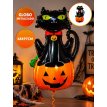 Hallo. Globo gato grande negro sobre calabaza x unidad