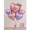 Set globos corazon moño love pastel x5 piezas
