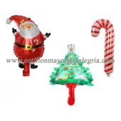Navidad Globo Metalizado (arbol papa noel baston campa) CHICO 14" x1
