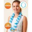 Arg collar de tela flores hawaiano cel y blanco x12