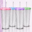******Vaso Duro con tapa GLITTER x1