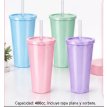 ******Vaso Duro con tapa plana transparente/ fluo / pastel x1