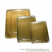Bandeja carton dorada rectangular 24x30 (1kg)**